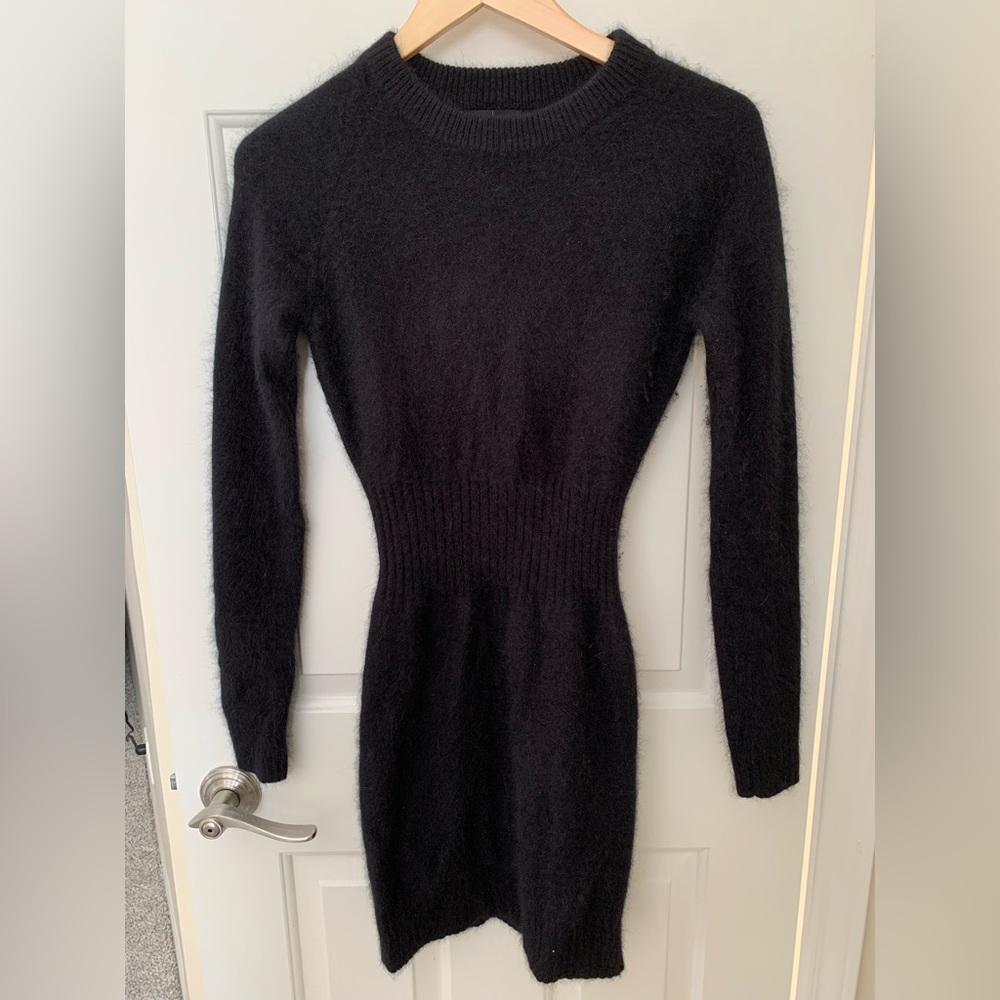 Black Angora Sweater Dress - SZ XS